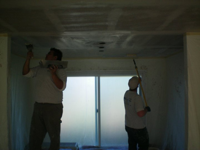 Drywall contractor team at work