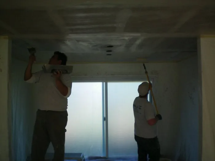 Drywall contractor team at work